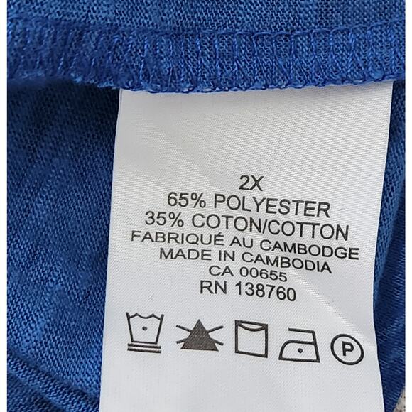 Blue White Round Neck Sleeveless Top 2X Plus Lightweight Soft Flowy Stretch - Picture 5 of 5